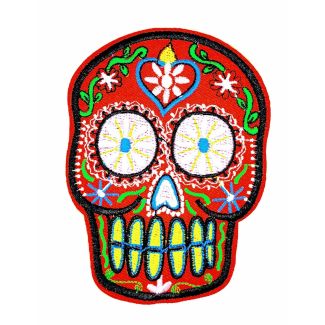 Parche Termoadhesivo Calavera Katrina red big 10x7,5 cm - Gemelolandia
