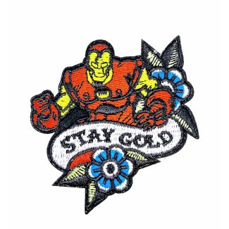Parche Termoadhesivo Iron man stay gold 8x7,5 cm - Gemelolandia