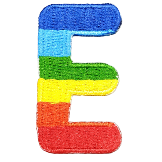 Parche Termoadhesivo Letra Letter E Arco iris 4 cm - Gemelolandia