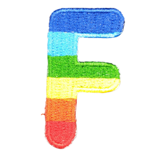 Parche Termoadhesivo Letra Letter F Arco iris 4 cm - Gemelolandia