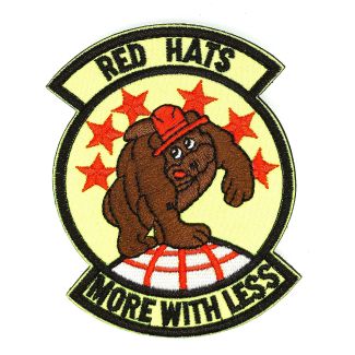 Parche Bordado U.S Air Force Red Hats More With Less 8cm-Gemelolandia