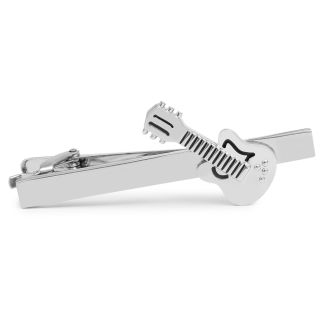 Pasador de corbata de Guitarra Plateada 30x15mm - gemelolandia