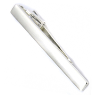 Pasador de Corbata Liso Plateado Mate - Gemelolandia