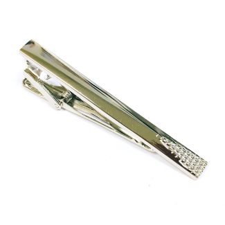 Pasador de Corbata Silver Tie Clip with Diagonal Stripe and Squares 01