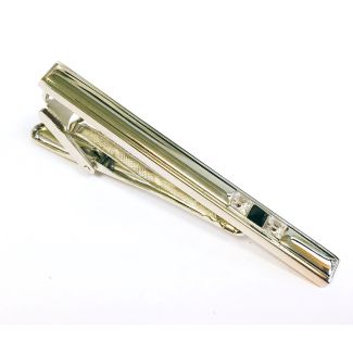 Pasador de Corbata Silver Tie Clip with Twin Crystals and Black Insert 