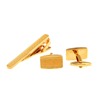 Pasador de Corbata y Gemelos Gold Design Mosaico 01