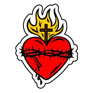 Pack de 5 pegatinas Corazón de Jesús 8x5cm