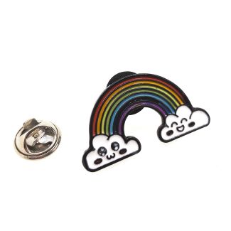 Pin de Solapa Arco Iris con 2 Nubes Sonriendo 30x15mm-Gemelolandia