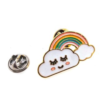 Pin de Solapa Arco Iris con Nube Sonriente 35x20mm-Gemelolandia