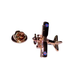 Pin de Solapa Avión Biplano Rosado con Bandera RAF