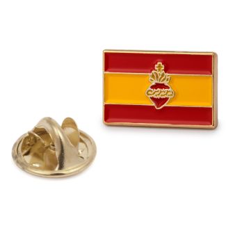Pin de Solapa Bandera de España con Sagrado Corazon - Gemelolandia