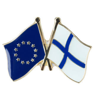 Pin de Solapa Bandera de La Unión Europea y Bandera de Finlandia-Gemelolandia