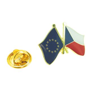Pin de Solapa Bandera de La Unión Europea y Bandera de La República Checa - Gemelolandia