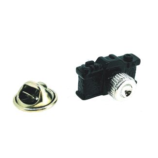 Pin de Solapa Cámara Reflex Negra con Objetivo - Gemelolandia