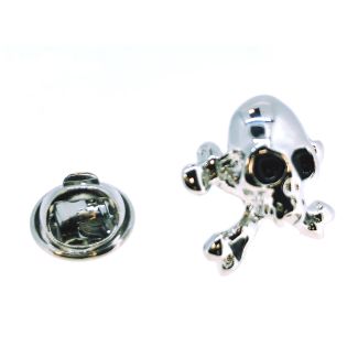 Pin de Solapa Calavera Plateada y Negra Modelo IV - Gemelolandia