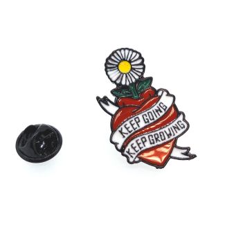 Pin de Solapa Corazon Tattoo Corazon y Flor Keep Going Keep Growing - Gemelolandia