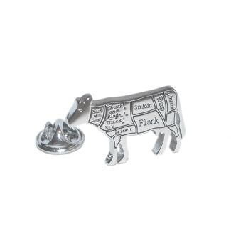 Pin de Solapa Cortes de la Vaca Plateado
