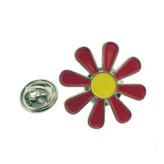 Pin de Solapa Margarita Requeté Roja y Amarilla 25mm
