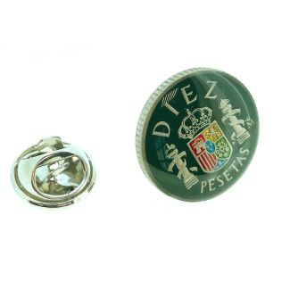Pin de Solapa Moneda Original Pintada a Mano 10 Pesetas Verde - Gemelolandia