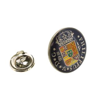 Pin de Solapa Moneda Réplica Pintada a Mano 1 Real Español Felipe V - Gemelolandia