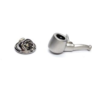 Pin de Solapa Pipa de Fumar Clásica 3D Plateada
