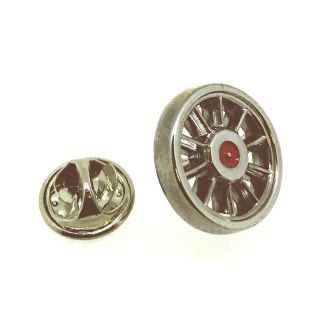 Pin de Solapa Rueda de Ferrocarril Acero y Rojo - Gemelolandia