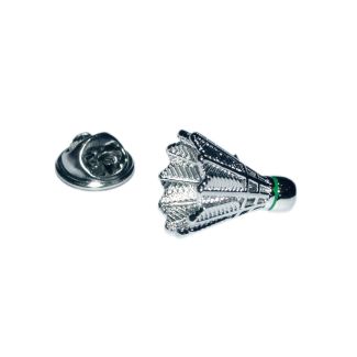 Pin de Solapa Volante Badminton Plateado