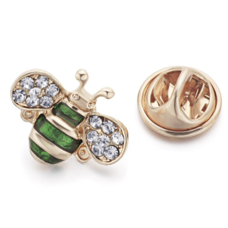 Pin Solapa Abeja Cristal Verde 17 mm - Gemelolandia