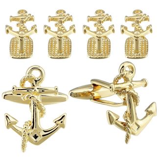 Stud Set Botones de Esmoquin y Gemelos Ancla Dorada - Gemelolandia 01