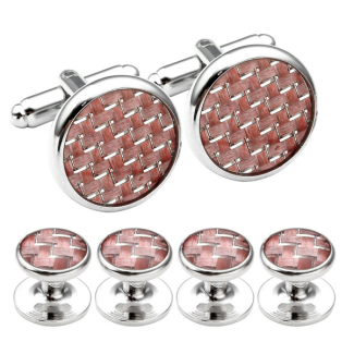 Stud Set Botones de Esmoquin y Gemelos Pink Mosaic 01