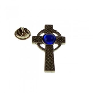 Pin de Solapa Cruz Celta Gema Azul mod 2 35x25mm - Gemelolandia