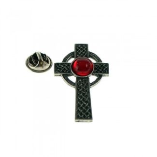 Pin de Solapa Cruz Celta Gema Roja mod 2 35x25mm - Gemelolandia