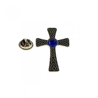 Pin de Solapa Cruz Celta Gema Azul 35x25mm - Gemelolandia