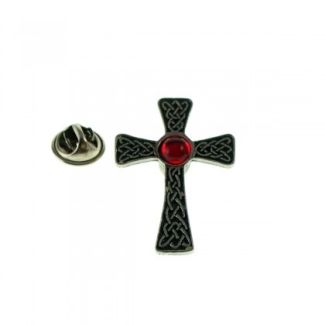 Pin de Solapa Cruz Celta Gema Roja 35x25mm - Gemelolandia