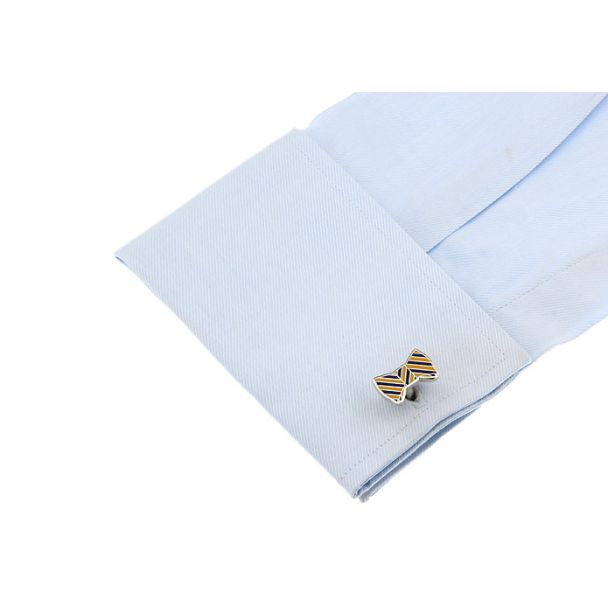  Gemelos de Camisa Pajarita Bow Tie Amarilla y Azul  04
