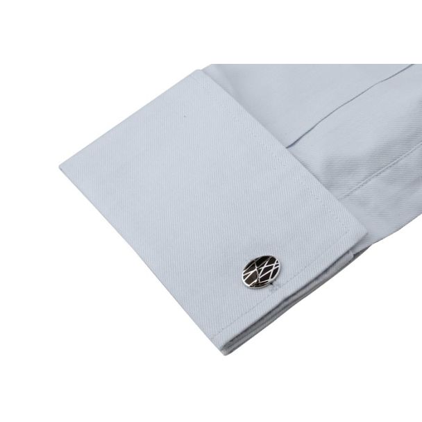 Gemelos de Camisa Diseño Redondeado con Lineas Plated 18x13mm - Gemelolandia