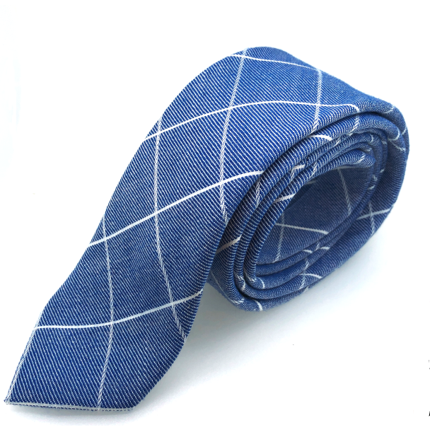 Corbata de Algodón Azul Rombos Blancos-Gemelolandia