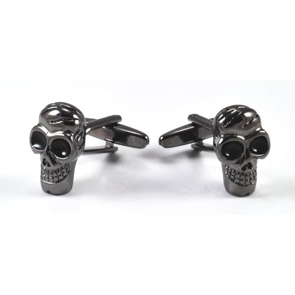 Gemelos para Camisa Calavera Acero Negro 02