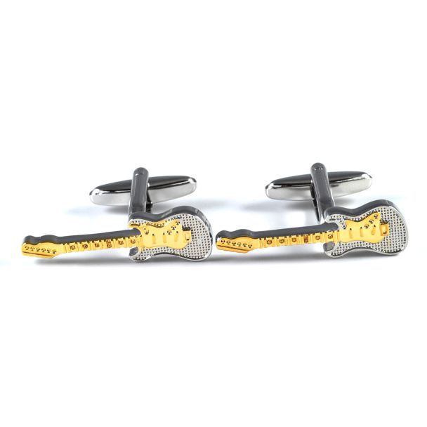 Gemelos para camisa Guitarra con Mástil Dorado 02