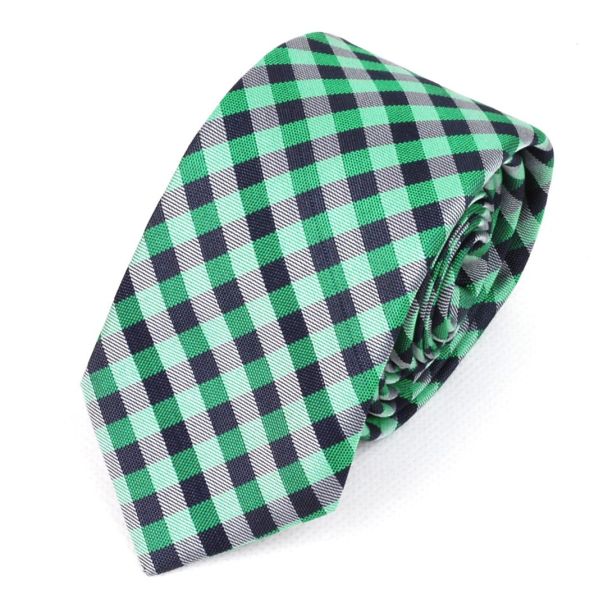 Corbata Hugo Boss 7,5 cm Cuadros Escoceses Verdes 01