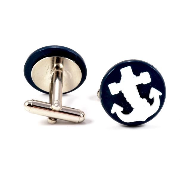 Gemelos para Camisa Ancla Azul y Blanca 03