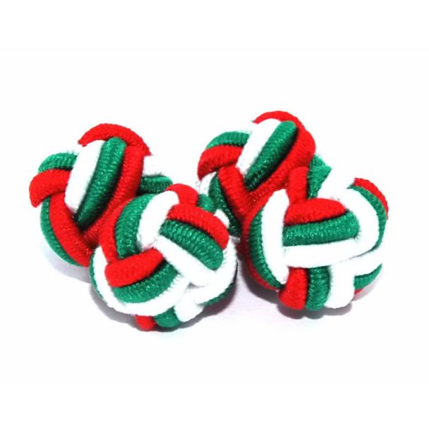 Gemelos Borla Bola Verde, Blanco y Rojo 01