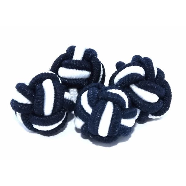 Gemelos Borla Bola Azul Marino y Blanco 01