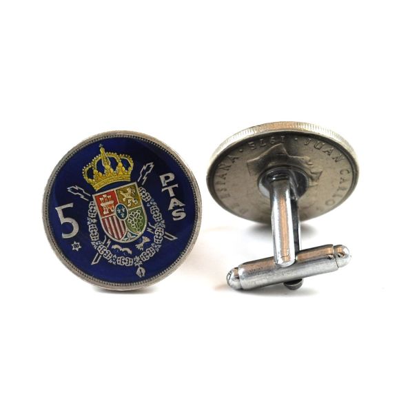 Gemelos para camisas Moneda de 5 pesetas Escudo 01