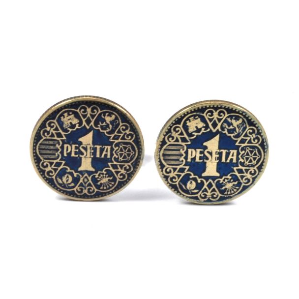 Gemelos para camisa de Peseta del 1944 Azul 01