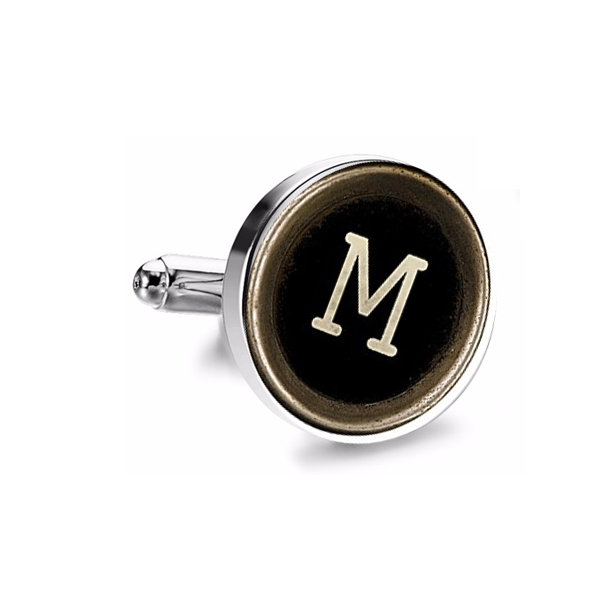 Gemelo de Camisa Magglass Boton de Maquina de Escribir Letra Letter M Medio Par - Gemelolandia