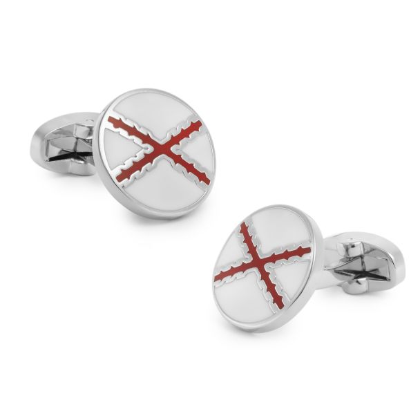 Gemelos de Camisa Cruz de Borgoña Redondo Esmaltado Cruz de San Andres