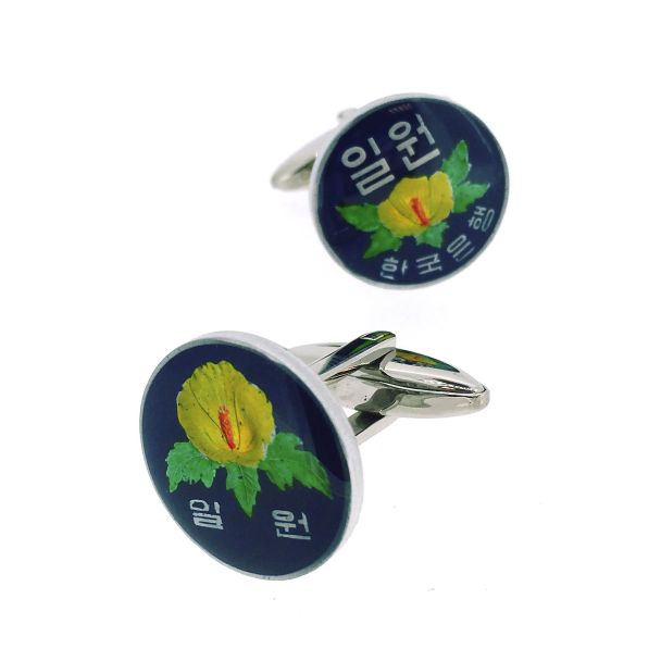 Gemelli camicia Moneta Corea del Sud 1 Won Rosa di Sharon