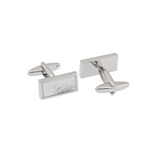 Gemelos de Camisa Plain White Nacared 21x11mm - Gemelolandia