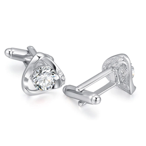Gemelos para Boda Triangle Crystal Steel Plated Cufflinks - Gemelolandia 